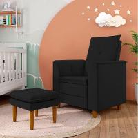 Poltrona Decorativa Amamentação Reforçada E Puff Luly Suede preto - 2