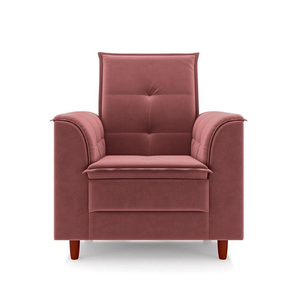 Poltrona Decorativa Amamentação Reforçada Puff Luly Veludo rosê - 6