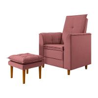 Poltrona Decorativa Amamentação Reforçada Puff Luly Veludo rosê - 1