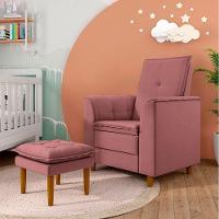 Poltrona Decorativa Amamentação Reforçada Puff Luly Veludo rosê - 9