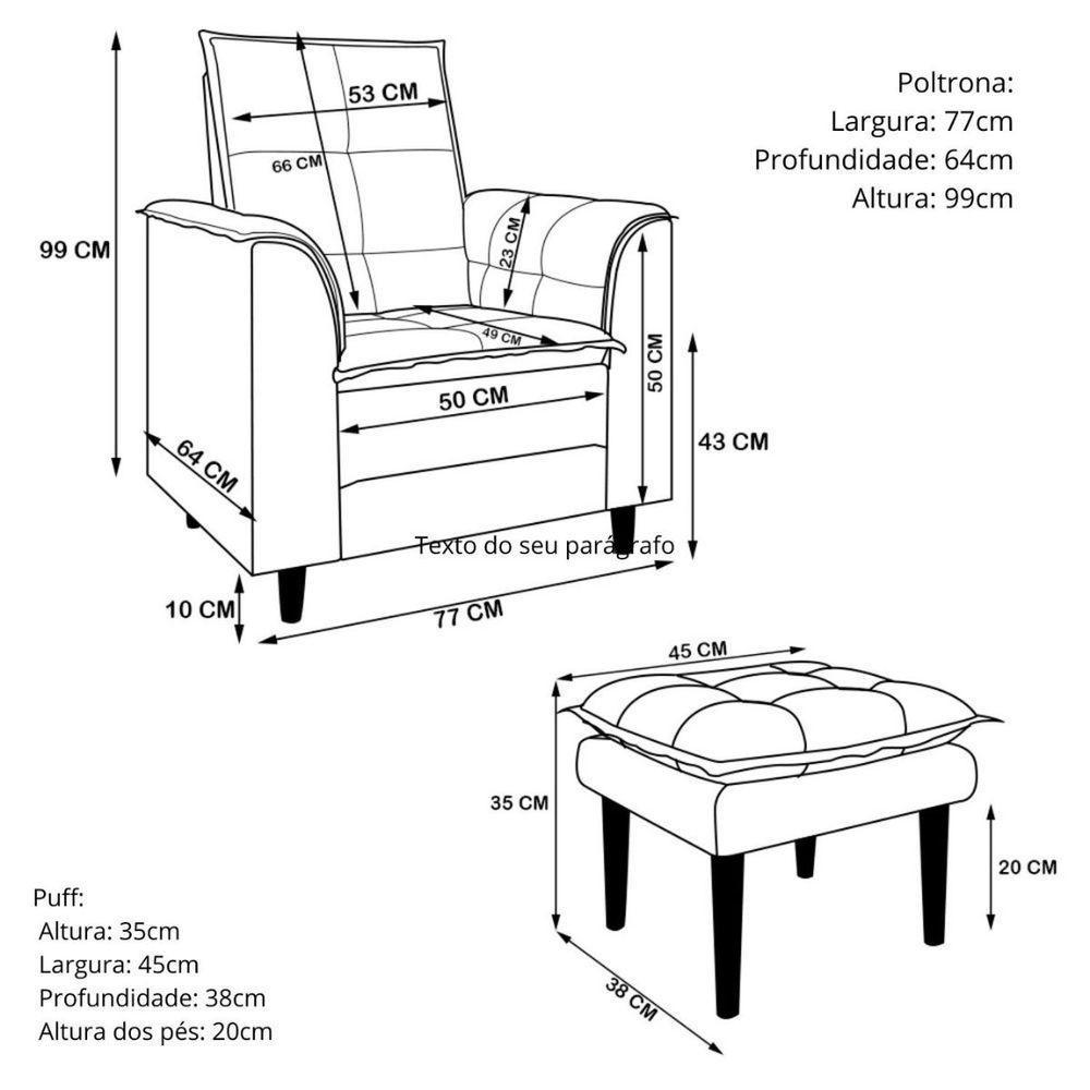 Poltrona Amamentação Confortável Com Puff Ayla Veludo rosê - 8