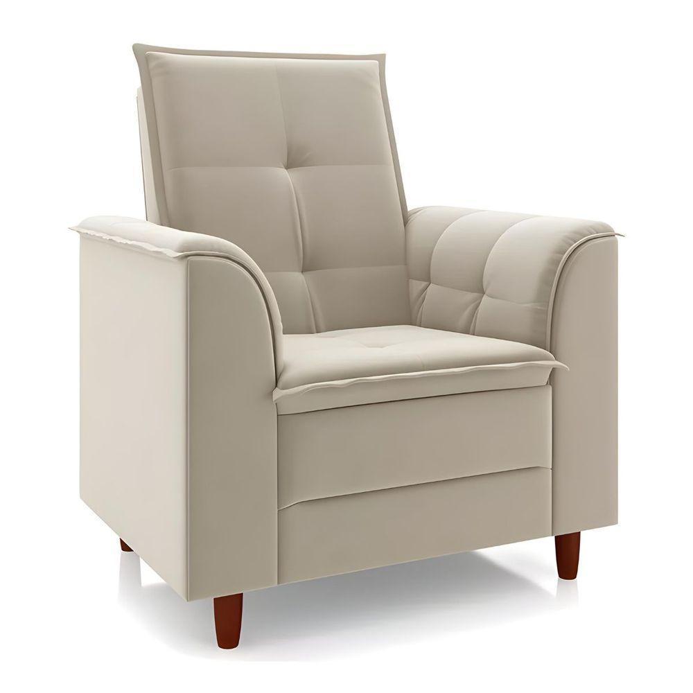 Poltrona Decorativa Amamentação Reforçada E Puff Luly Suede bege - 4
