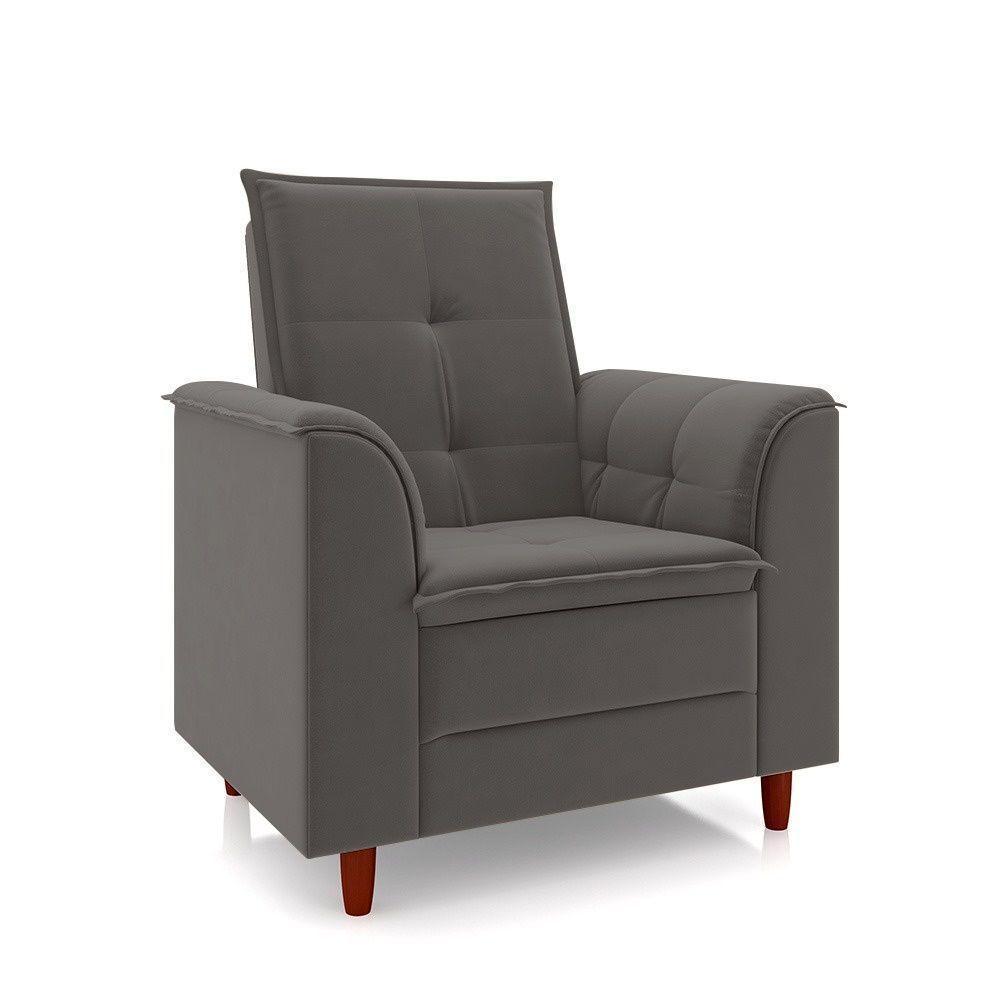 Poltrona Amamentação Confortável Com Puff Ayla Suede cinza - 6