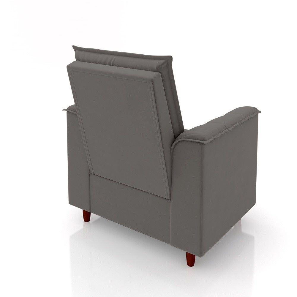 Poltrona Amamentação Confortável Com Puff Ayla Suede cinza - 7