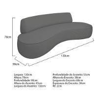 Sofá Curvo 2 Lugares Orgânico Escritório Recepção Sala Amsterdã 130cm Linho Cinza Escuro - 2
