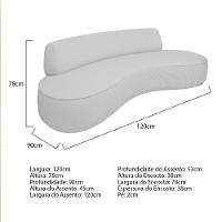Sofá Curvo 2 Lugares Orgânico Escritório Recepção Sala Amsterdã 120cm Linho Cinza Claro - 5