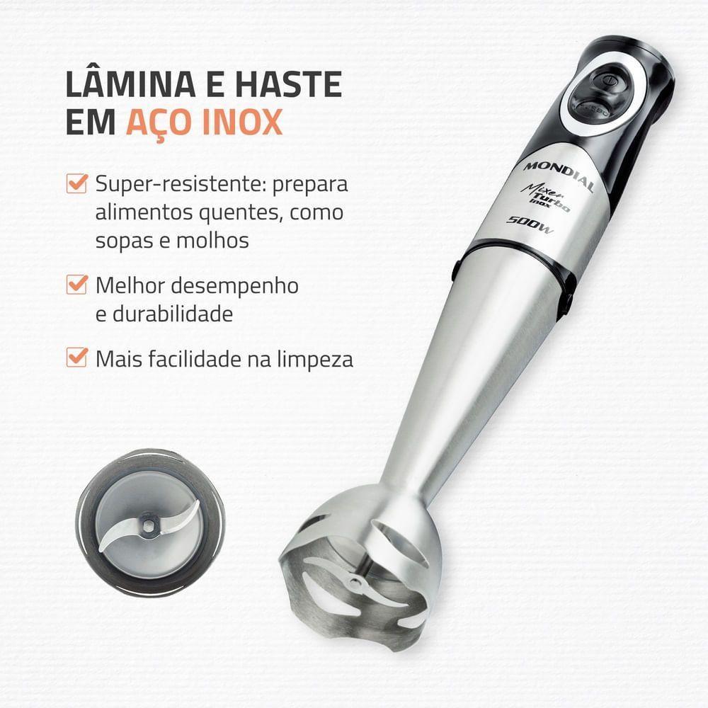 Mixer Turbo Inox Mondial Preto Inox 500W M-16-BI Mixer Turbo Inox Mondial 220V - 6