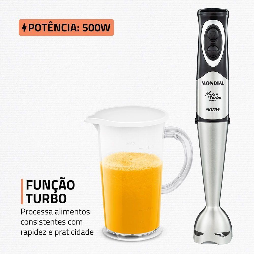 Mixer Turbo Inox Mondial Preto Inox 500W M-16-BI Mixer Turbo Inox Mondial 220V - 7