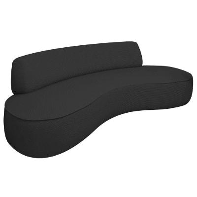 Sofá Curvo 2 Lugares Orgânico Escritório Recepção Sala Amsterdã 120cm Linho Preto