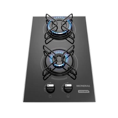 Cooktop a Gás Mondial CTG-04 2 Bocas em Vidro Temperado com Acendimento Automático Preto Bivolt