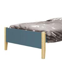 Cama Solteiro Simba Azul Fosco Com Pés Madeira Natural E Colchão D33 Reller Móveis - 3
