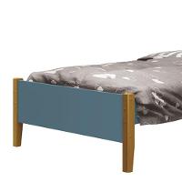 Cama Solteiro Simba Azul Fosco Com Pés Amadeirado E Colchão D33 Reller Móveis - 3