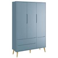 Dormitório Theo 3 Portas Azul Com Pés Madeira Natural Reller Móveis - 2