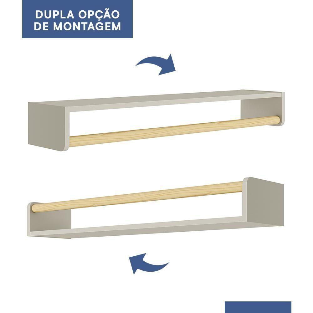 Prateleira Theo 93,6cm Areia Fosco/madeira Natural Reller Móveis - 3