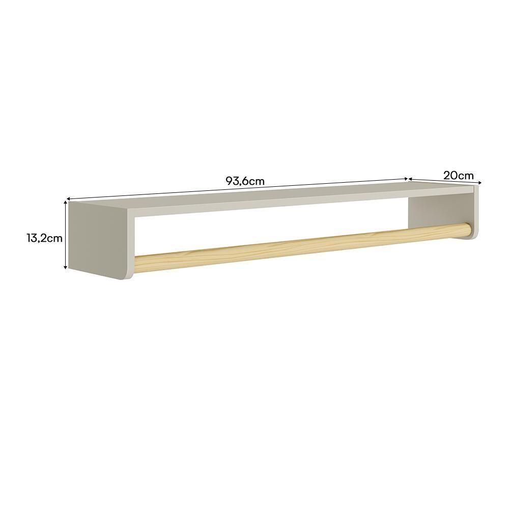 Prateleira Theo 93,6cm Areia Fosco/madeira Natural Reller Móveis - 4
