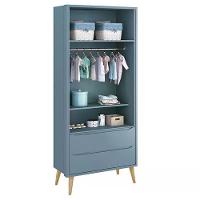 Dormitório Theo 2 Portas, Cômoda Com Porta Azul Com Pés Madeira Natural E Colchão D18 Reller Móveis - 3