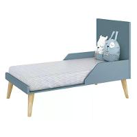 Dormitório Theo 2 Portas, Cômoda Com Porta Azul Com Pés Madeira Natural E Colchão D18 Reller Móveis - 5