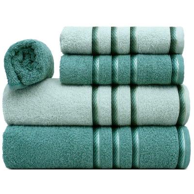 Jogo De Toalha De Banho 5 Peças 100% Algodão Classic Appel Verde Inglês/verde Ice