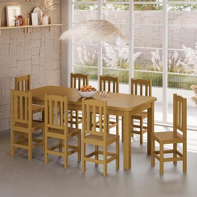 Conjunto Mesa Com 8 Cadeiras Em Madeira Maciça 200cm Marrom Diamante Shop Jm
