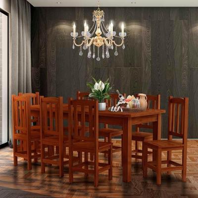 Conjunto Mesa De Jantar Com 8 Cadeiras Madeira Maciça 200cm Castanho Santana Jm Móveis