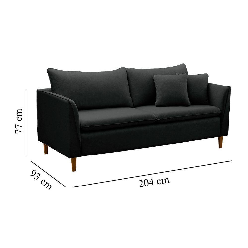 Sofá Living Kassia 2 Lugares 2,04m Grafite Lansofbr - 3