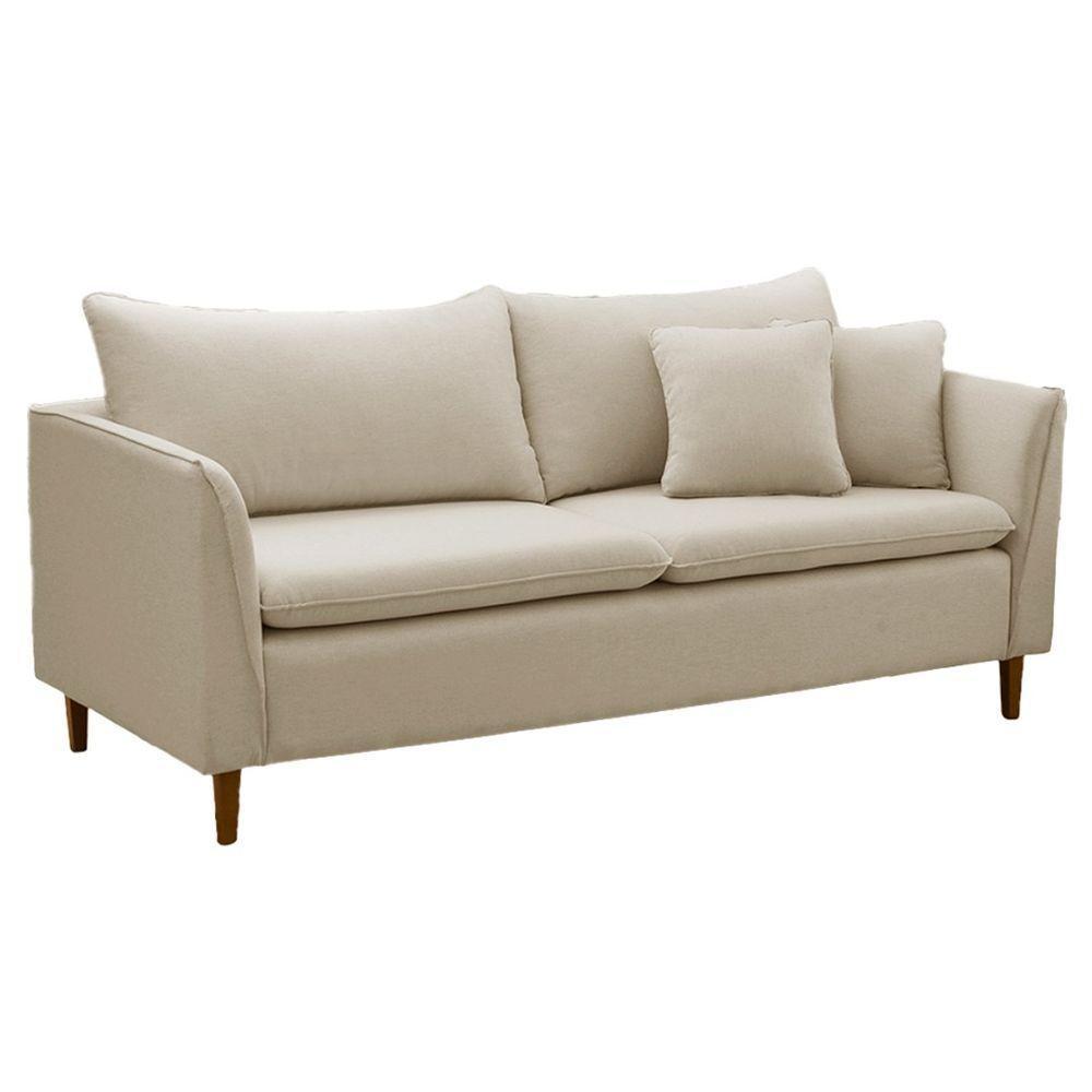 Sofá Pequeno Namoradeira 2 Lugares 1,44m Living Kassia Linho Bege Lansofbr - 1