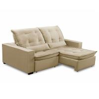 Sofa Retratil Reclinavel 2 Lugares 2,00m Atlantis Veludo Bege Lansofbr - 5