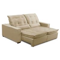 Sofa Retratil Reclinavel 2 Lugares 2,00m Atlantis Veludo Bege Lansofbr - 6