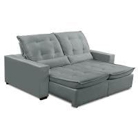 Sofa Retratil Reclinavel 2 Lugares 2,00m Atlantis Veludo Cinza Claro Lansofbr - 6