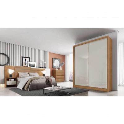 Guarda Roupa Solteiro 2 Portas 3 Gavetas Virtus - Cumaru Fendi - Móveis Novo Horizonte