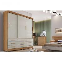 Guarda Roupa Buriti 3 Portas 9 Gavetas Cinamomo/off White - Novo Horizonte - 1