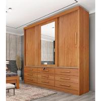 Guarda Roupa 3 Portas 9 Gavetas Com Espelho Chicago - Tcil Móveis - Cinamomo - 1