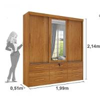 Guarda Roupa 3 Portas 9 Gavetas Com Espelho Chicago - Tcil Móveis - Cinamomo - 3