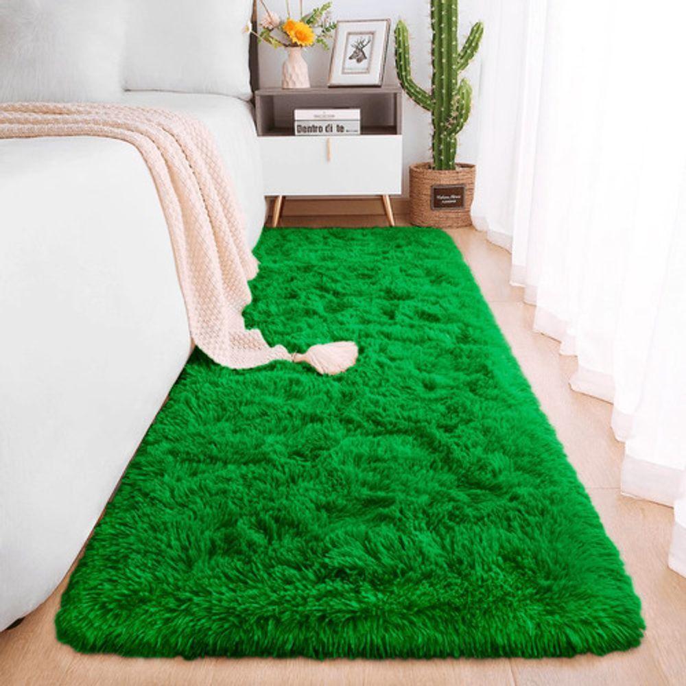 Passadeira Quarto Felpudo Peludo Verde 60 X 180 Cm - 1