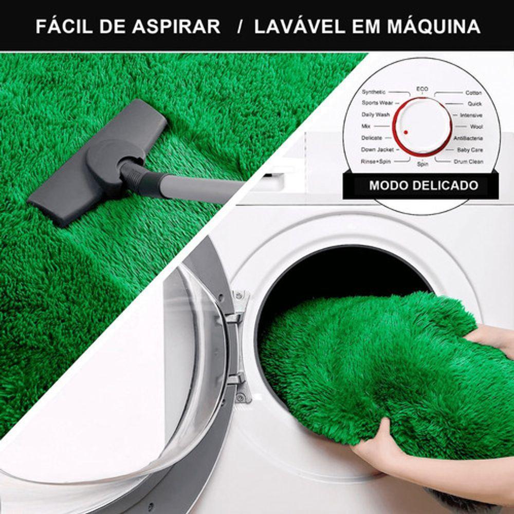 Passadeira Quarto Felpudo Peludo Verde 60 X 180 Cm - 4