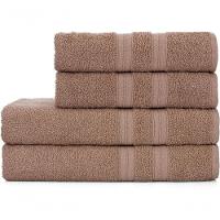 Jogo De Toalhas De Banho 4 Peças 100% Algodão Alta Absorção 2 Banho + 2 Rosto Padrão Hotel Pousada Bege - 1