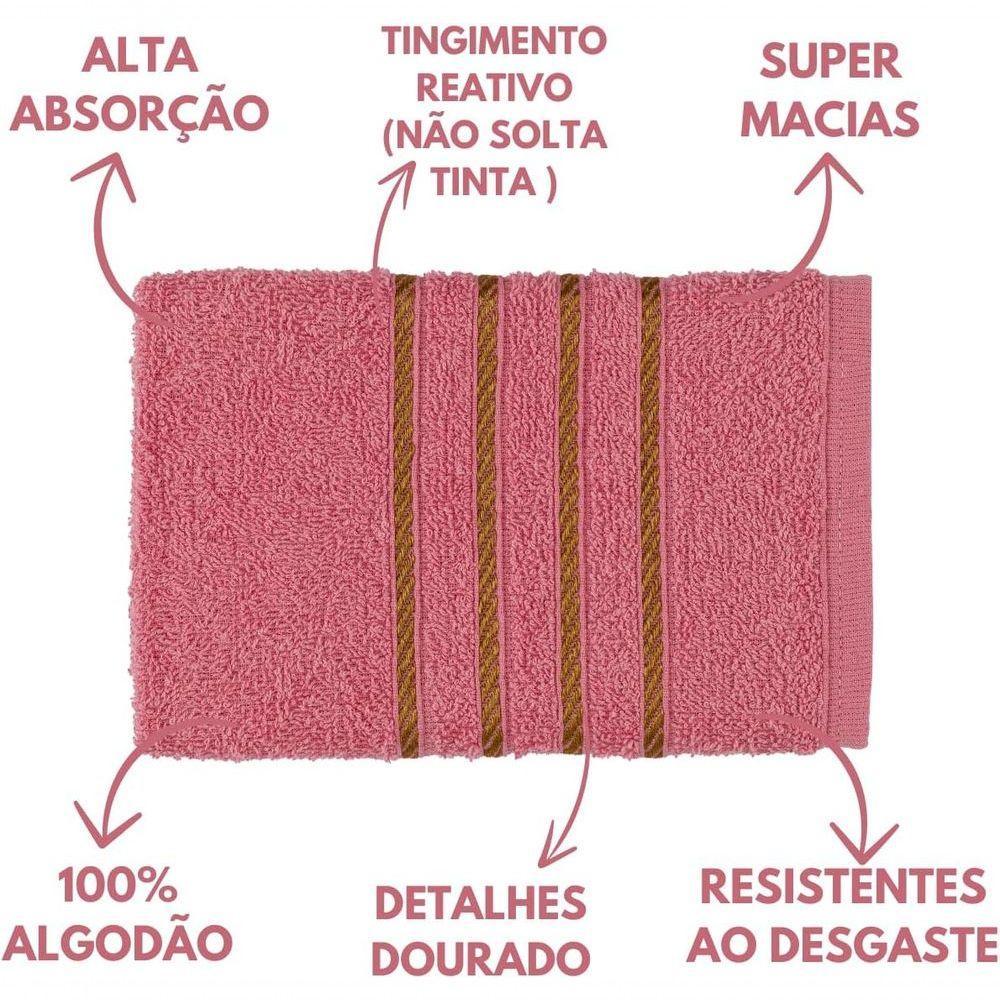 Jogo De Toalha 2 Banho + 2 Rosto Montreal 100% Algodão Alta Absorção Rosê - 4