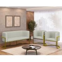 Kit Sofá 2 Lugares + 2 Poltronas Bouclê Gold Bege - 2