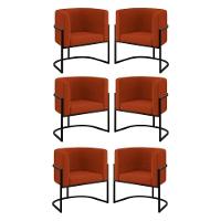 Kit 06 Cadeiras Poltrona Lua Preto Balaqui Terracota - 1