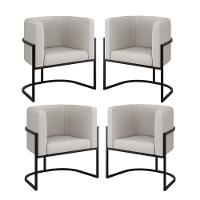 Kit 4 Cadeiras Poltrona Lua Corino Preto Balaqui Bege - 1