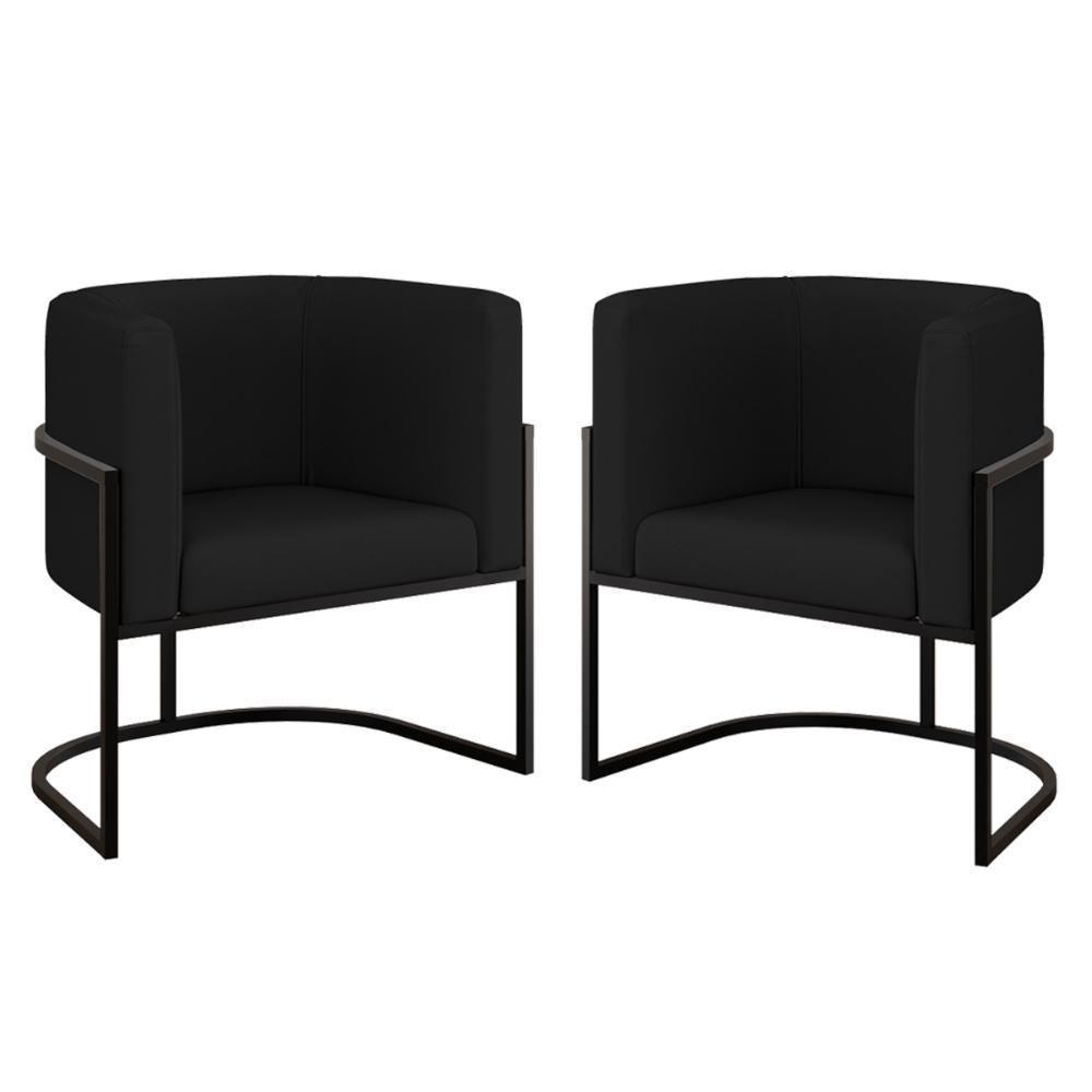 Kit 2 Cadeiras Poltrona Lua Corino Preto Balaqui Preto - 1