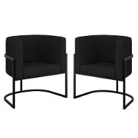 Kit 2 Cadeiras Poltrona Lua Corino Preto Balaqui Preto - 1