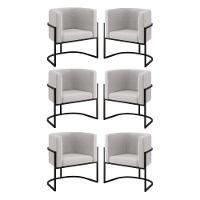 Kit 06 Cadeiras Poltrona Lua Preto Balaqui Bege - 1