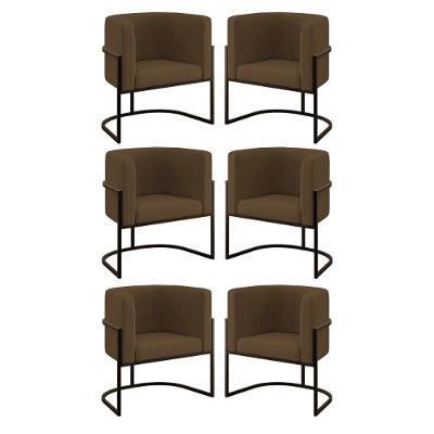 Kit 06 Cadeiras Poltrona Lua Preto Balaqui Marrom