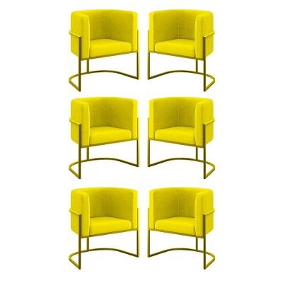 Kit 06 Cadeiras Poltrona Lua Gold Balaqui Amarelo