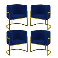 Kit 04 Cadeiras Poltrona Lua Gold Balaqui Azul Marinho - 1