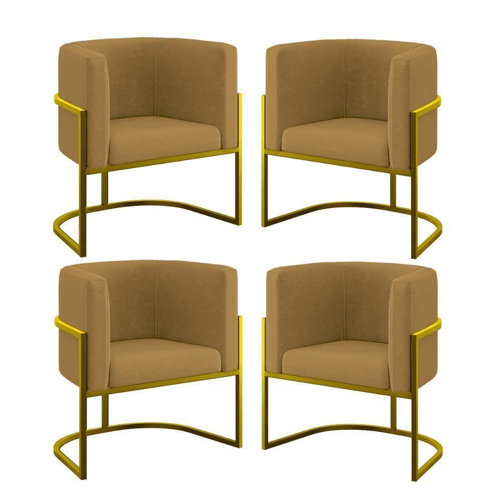 Kit 04 Cadeiras Poltrona Lua Gold Balaqui Capuccino - 1