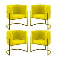 Kit 04 Cadeiras Poltrona Lua Gold Balaqui Amarelo - 1