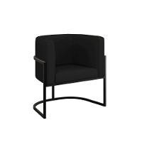 Cadeira Poltrona Lua Corino Base De Metal Preta Reforçada Preto - 1
