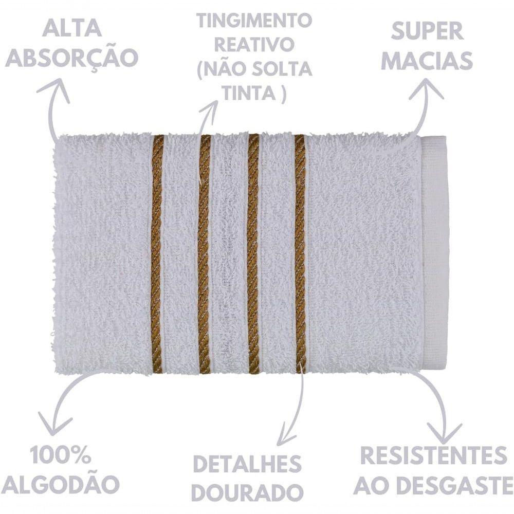 Jogo De Toalha 2 Banho + 2 Rosto Montreal 100% Algodão Alta Absorção Branco - 4